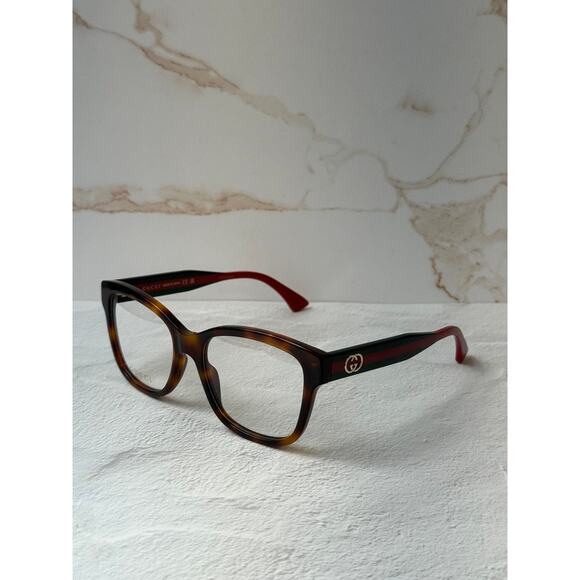 NEW Gucci GG0038ONN Havana Brown Striped Eyeglasses Frames